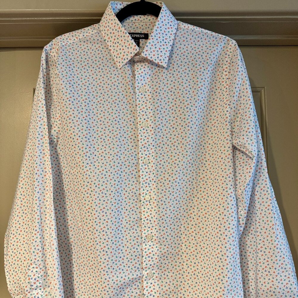 Express Extra Slim Floral Dot Dress Shirt (S) 14-14.5